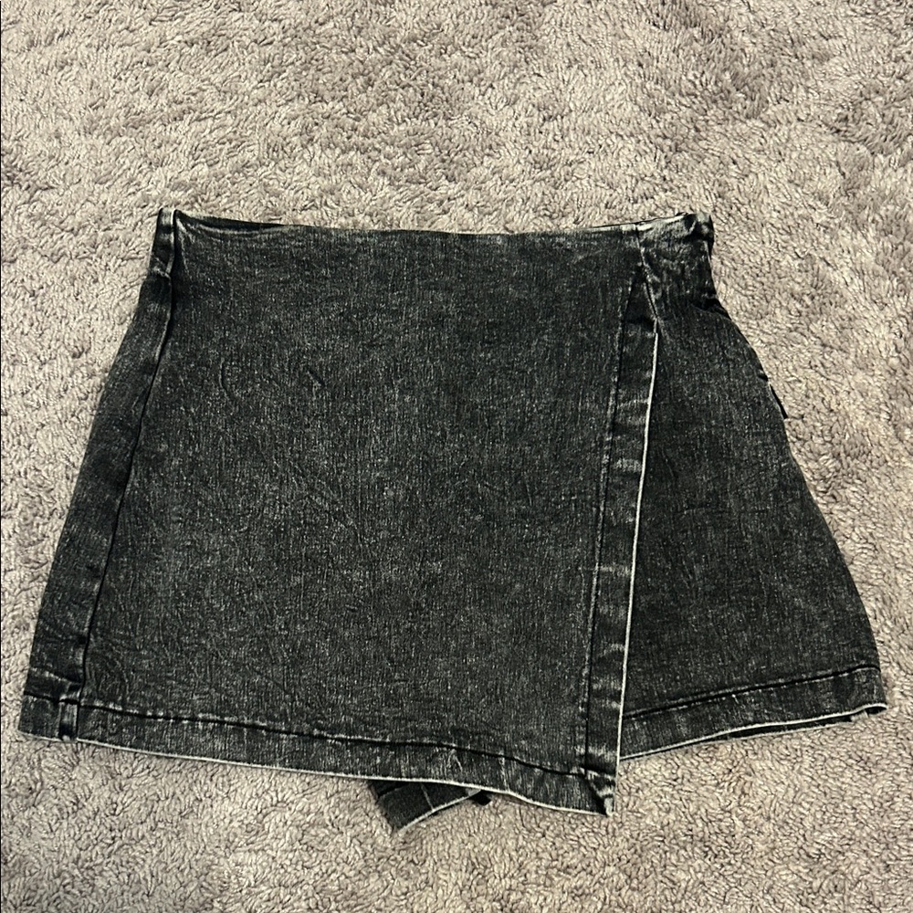 Black Denim Wrap Skirt(skort)
